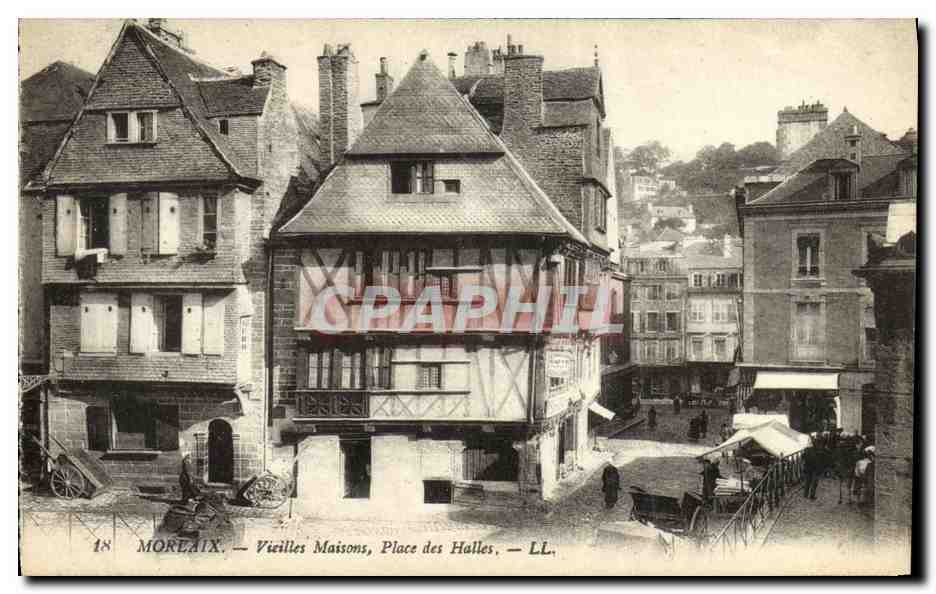 CPA Morlaix Vieilles Maisons Place des Halles
