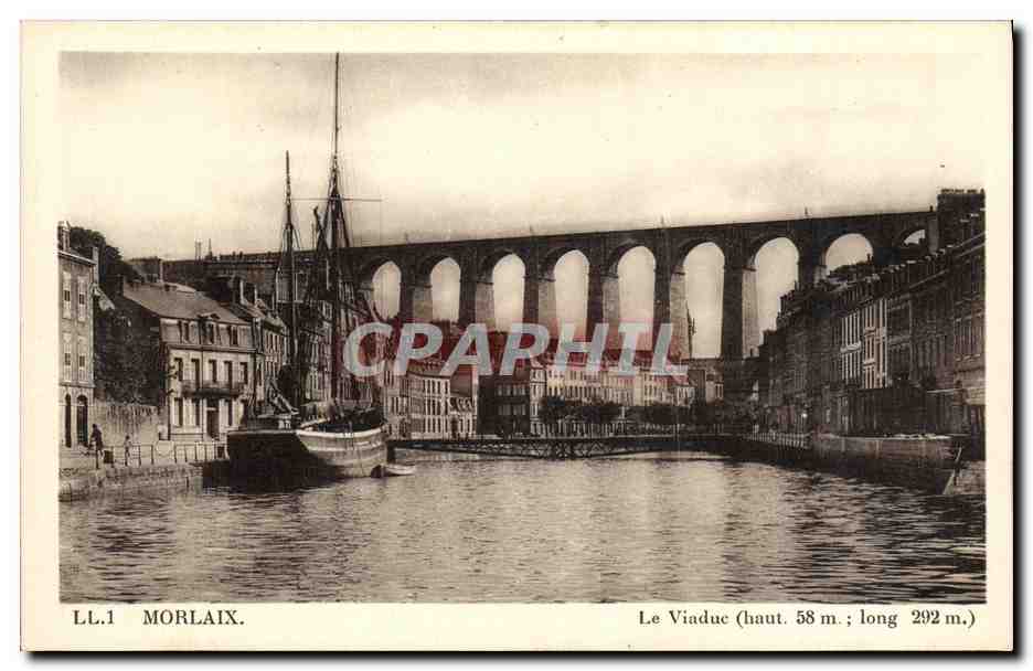 CPA Morlaix Le Viaduc Bateau Voilier