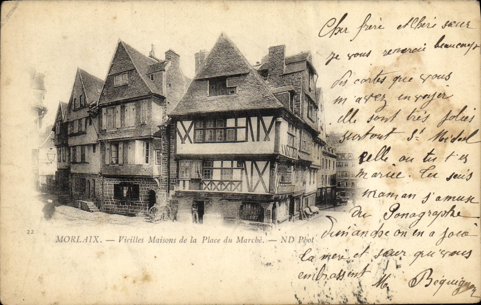 CPA Morlaix Vieilles Maisons de la Place du Marche
