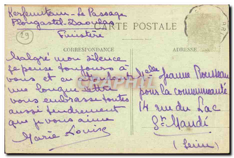 CPA Plougastel Daoulas Rochers Curieux du Passage — Rückseite