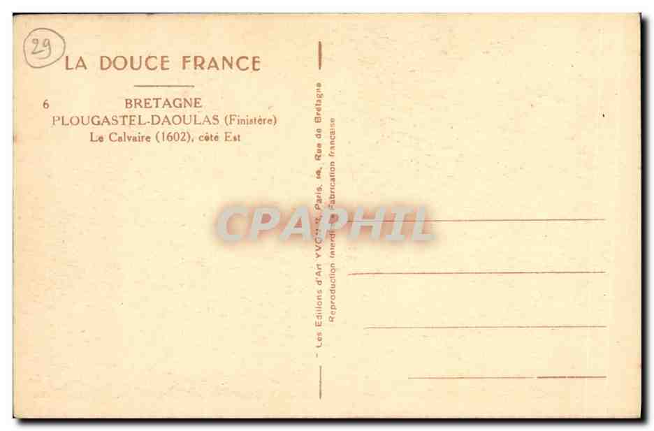 CPA Plougastel Daoulas Bretagne Le Calvaire  — Rückseite