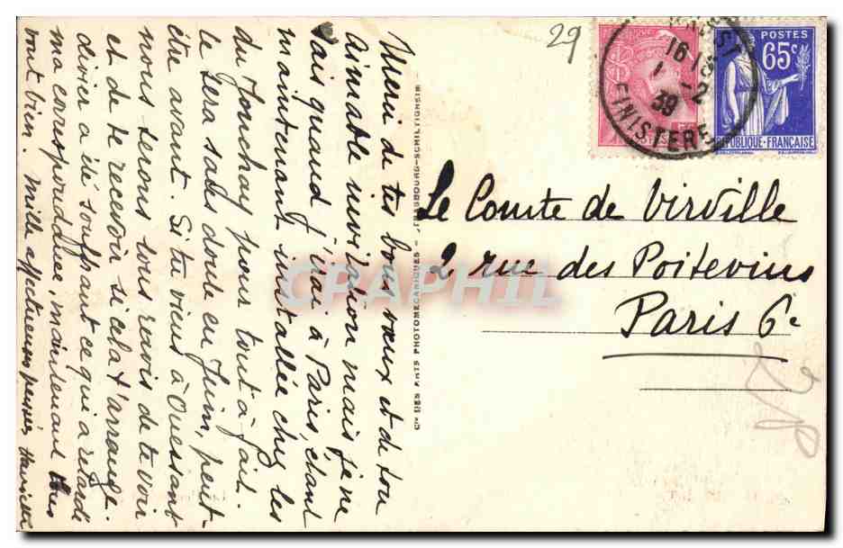 CPA Brest La Penfeld et le Chateau Bateau — Rückseite