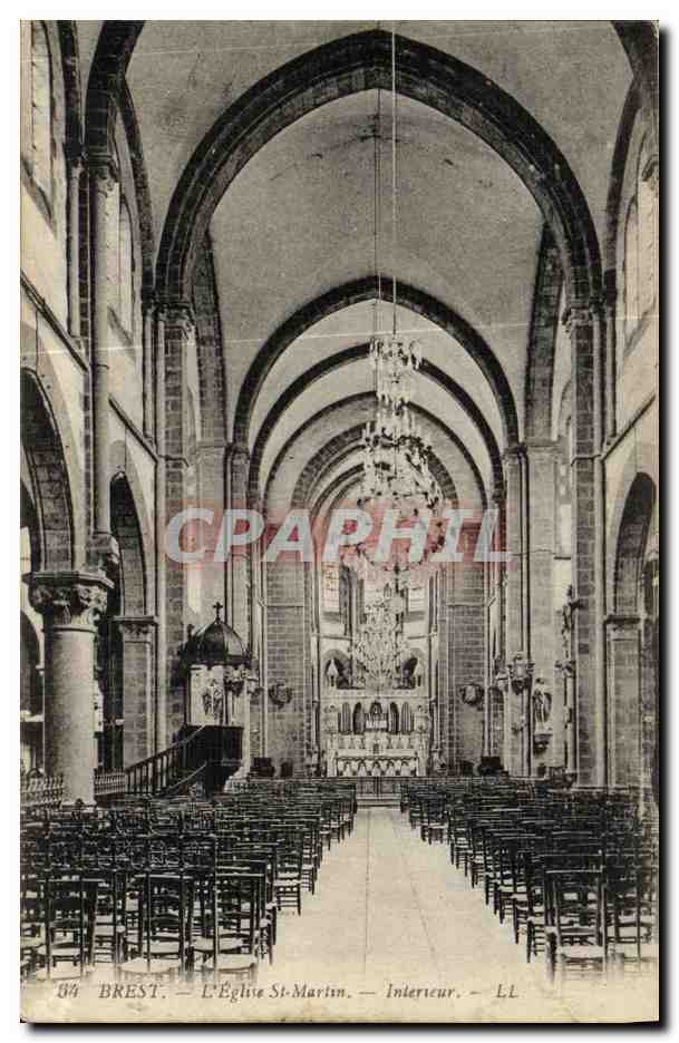 CPA Brest L Eglise St Martin Interieur