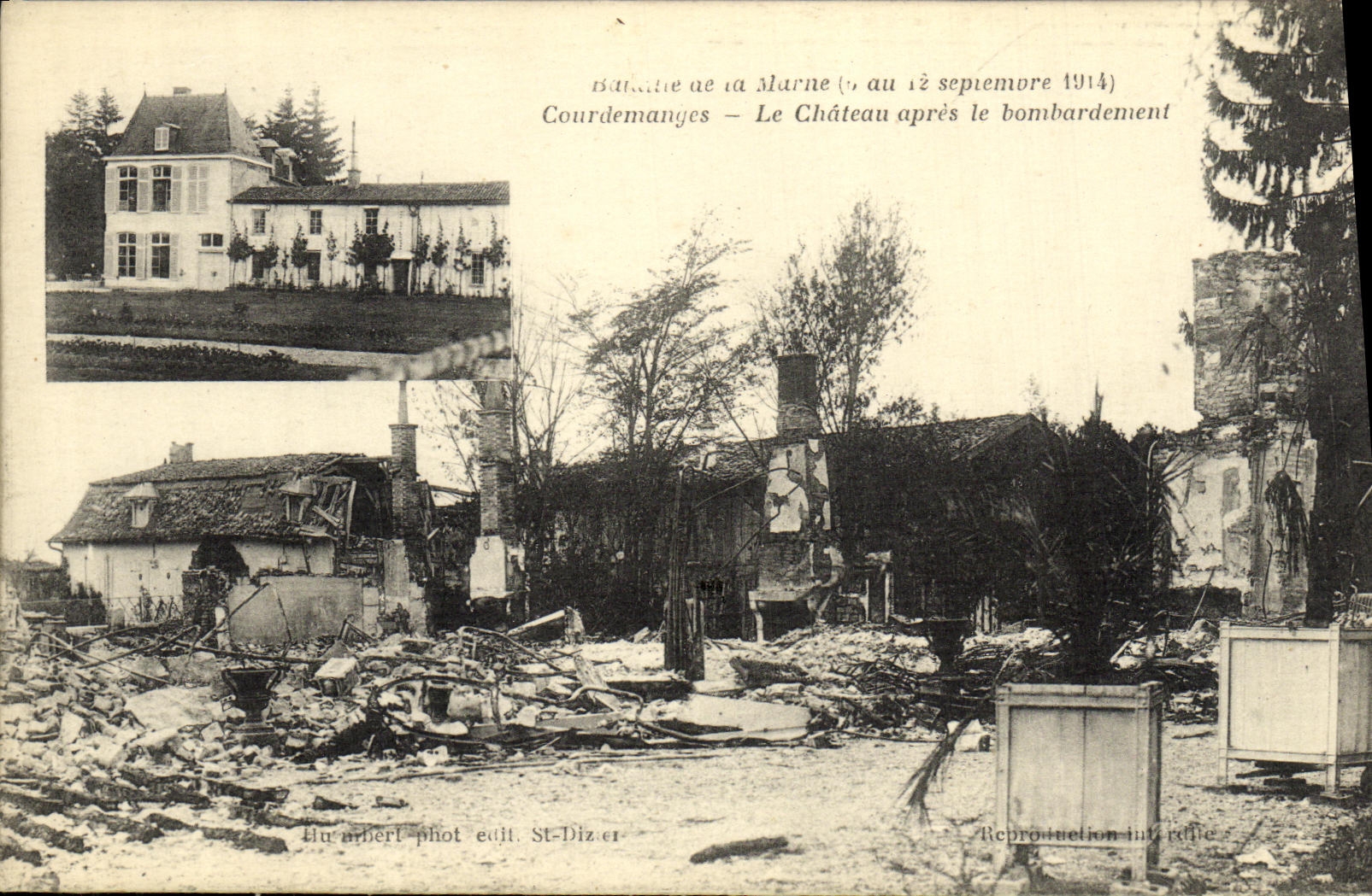 CPA Courdemanges Le Chateau Apres le Bombardement Militaria