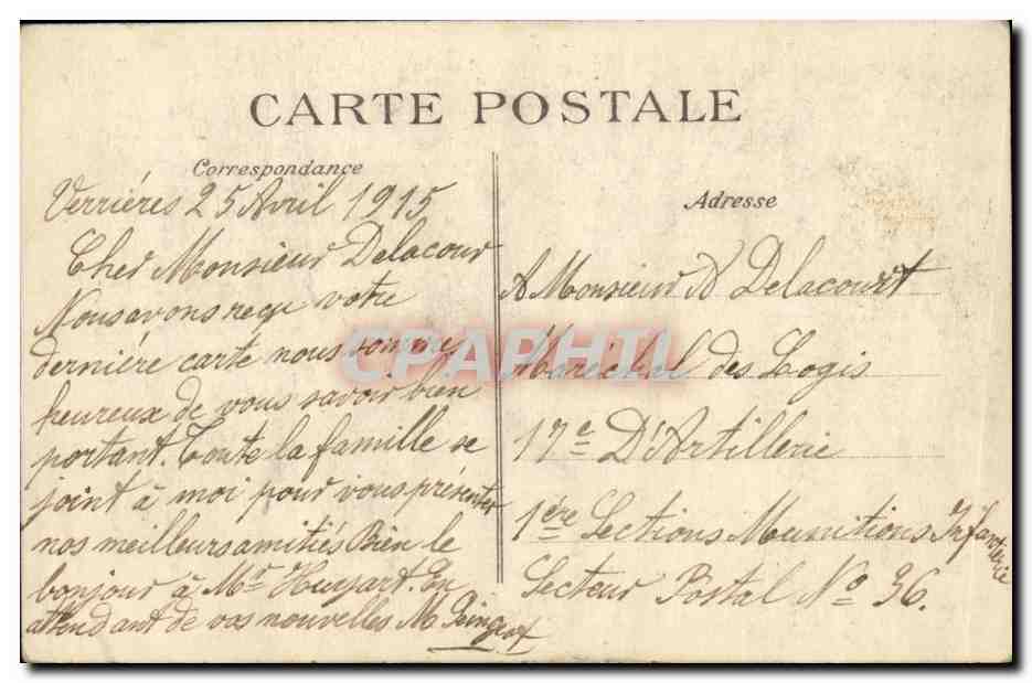 CPA Glannes Une Rue S Militaria — Rückseite