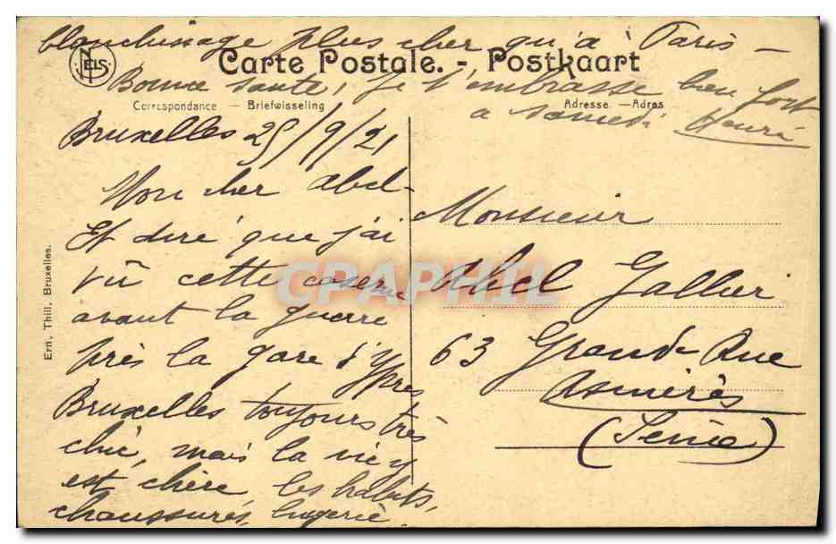 CPA Rulnes de la Caserne d Infanterie Ypres Militaria — Verso
