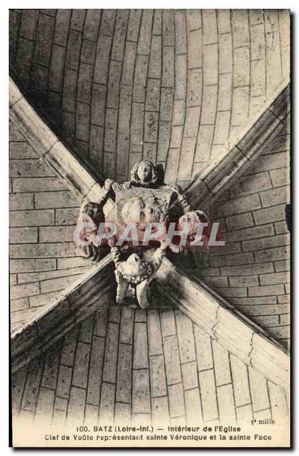 CPA Batz Loire Interieur de l eglise Clef de voute representant Sainte Veronique et la sainte face
