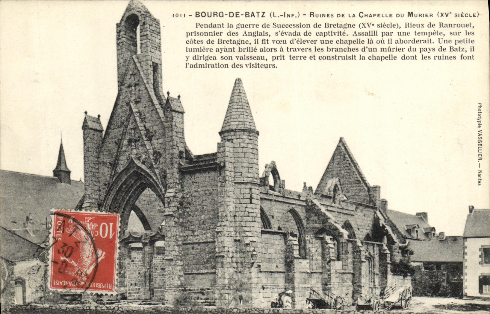 CPA Bourg de Batz Ruines de la chapelle