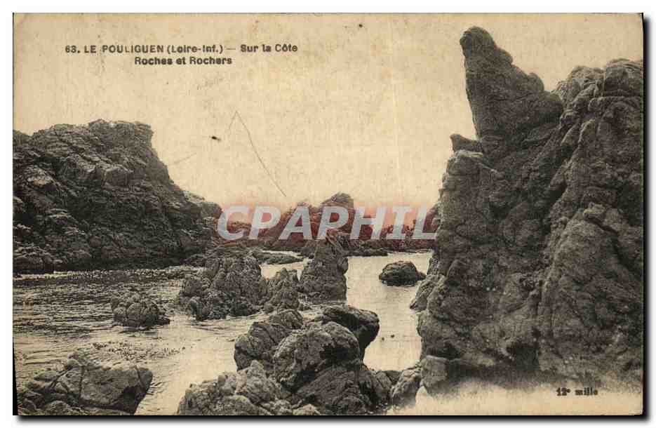 CPA Le Pouliguen Sur la cote Roches et rochers