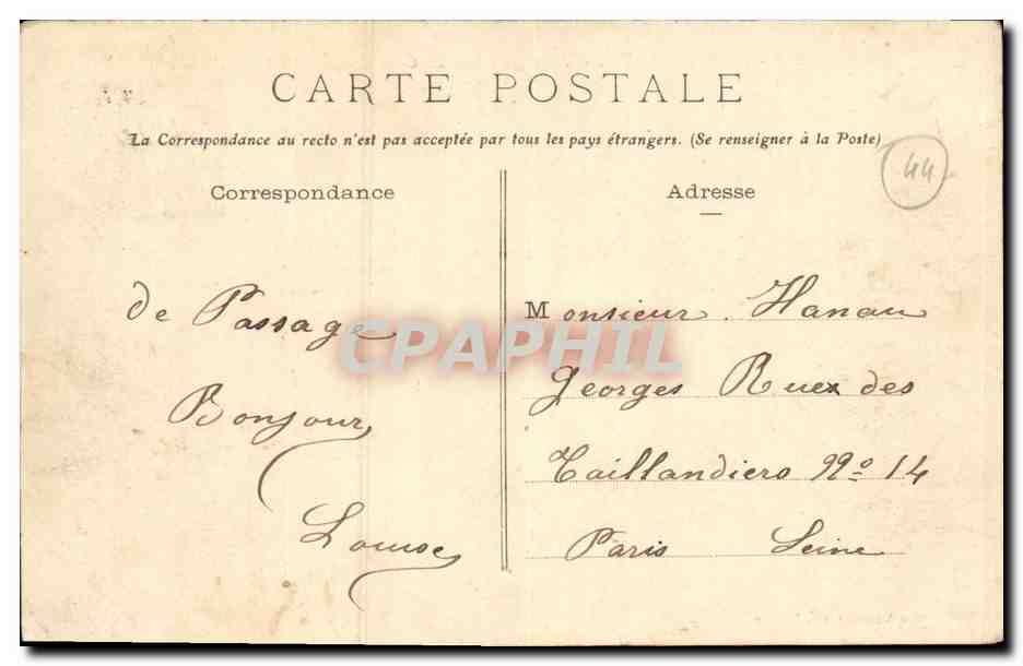 CPA St Nazaire Vue Generale des rochers sur la cote Pecheur — Verso