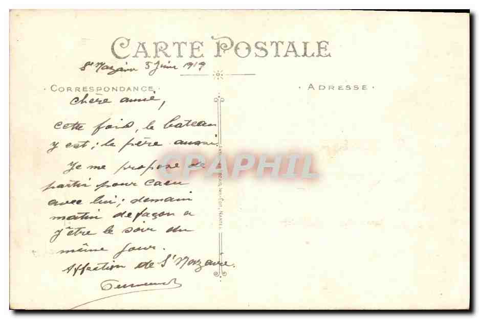 CPA Saint Nazaire Le Bassin au Clair de lune Bateaux — Verso