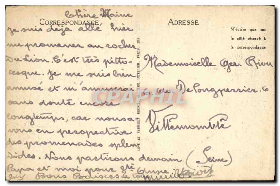 CPA Saint Nazaire Rocher du Lion Plage de bonne anse — Rückseite