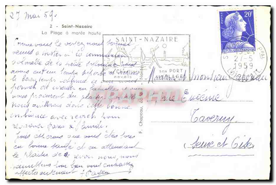 CPM Saint Nazaire La Plage a Maree — Verso