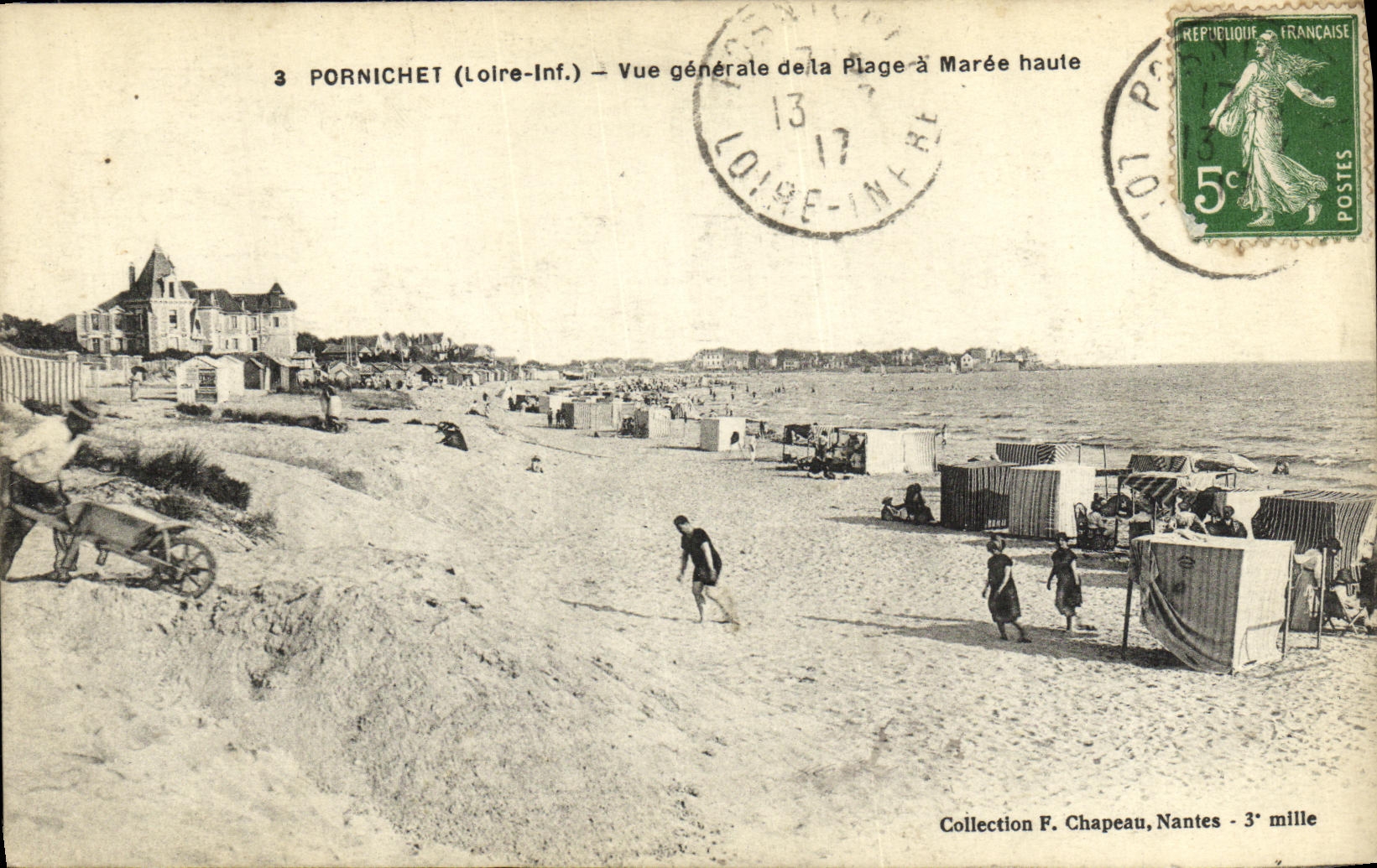 CPA Pornichet Vue Generale de la plage a maree haute