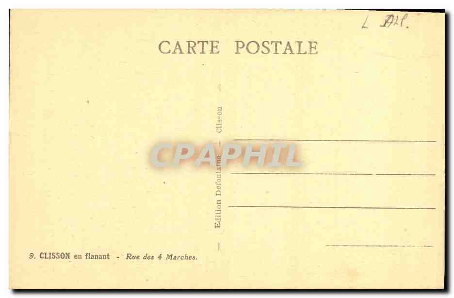 CPA Clisson en flanant Rue des 4 Marches — Rückseite