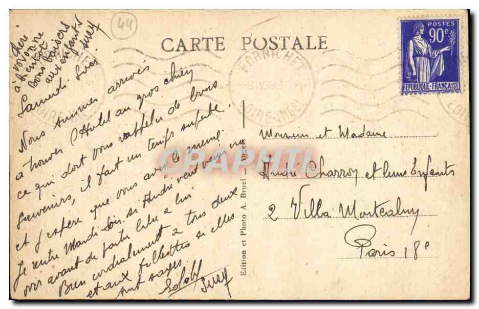 CPA Pornichet Les Pins La Jetee Promenade Bateau Peche Pecheur — Back