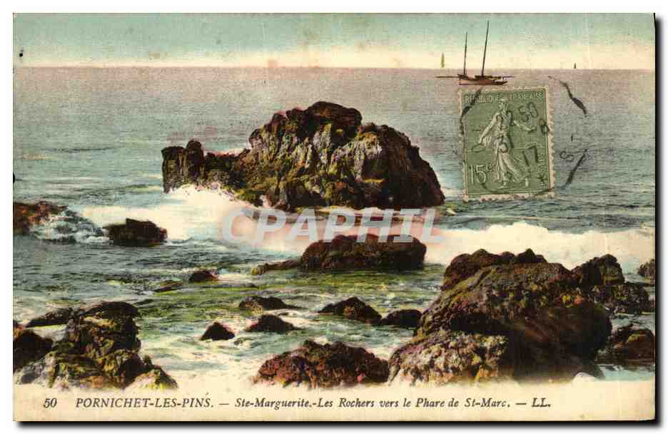 CPA Pornichet les Pins Ste Marguerite les Rochers vers le Phare de St Marc