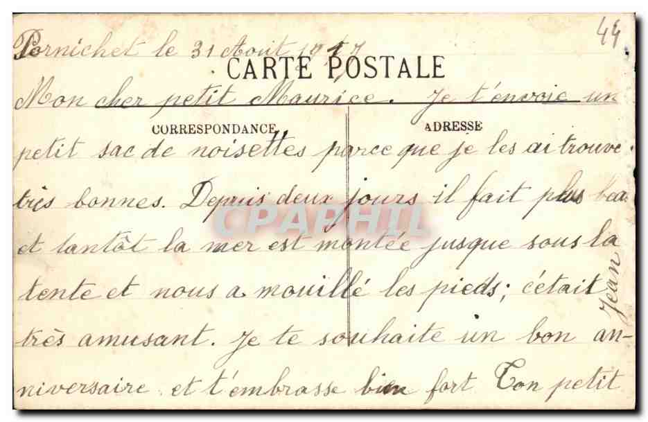 CPA Pornichet les Pins Ste Marguerite les Rochers vers le Phare de St Marc — Rückseite