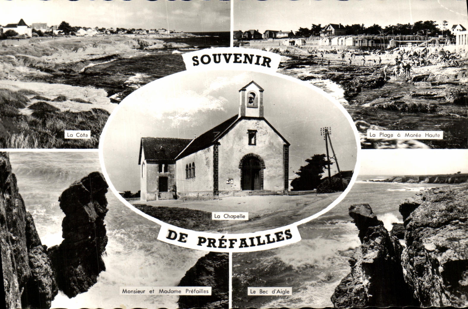 CPM Souvenir de Prefailles La plage a maree haute La cote Le bec d aigle 