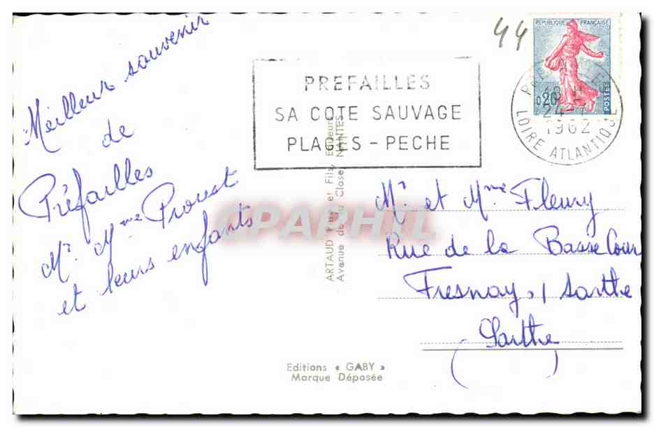 CPM Souvenir de Prefailles La plage a maree haute La cote Le bec d aigle  — Rückseite