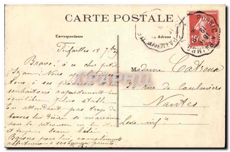 CPA Prefailles Rochers de la Plage — Rückseite