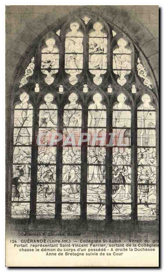 CPA Guerande Collegiale Saint Aubin Vitrail du grand portail representant Saint Vincent