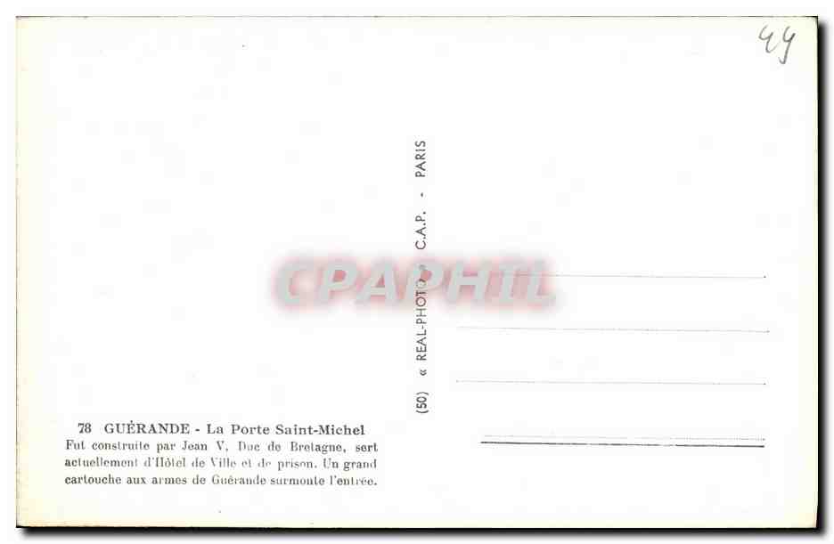CPA Guerande La Porte Saint Michel  — Rückseite