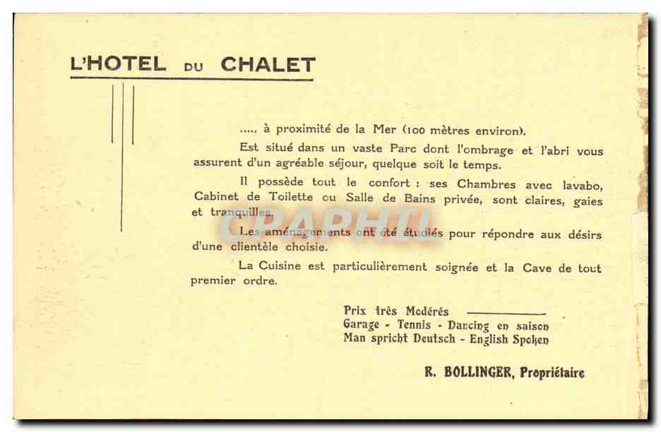 CPA St Brevin L ocean Hotel du Chalet Pavillon principal — Rückseite