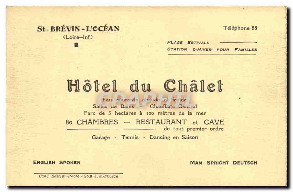 CPA St Brevin L ocean Hotel du Chalet Une chambre simple — Rückseite