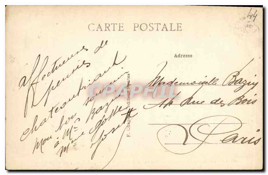 CPA Chateaubriant Vue Sur le Chateau Prise vers 1830 du pont sur la Chere — Rückseite