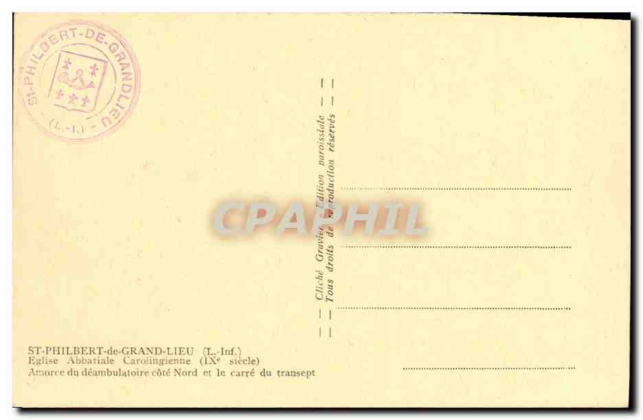 CPA St Philbert de Grand Lieu Eglise abbatiale carolingienne Amore du demabulatoire — Rückseite