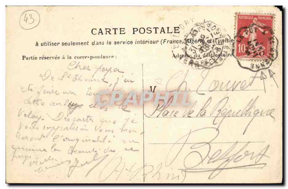 CPA Velay Artistique Le Puy Vue d ensemble de la cathedrale  — Verso