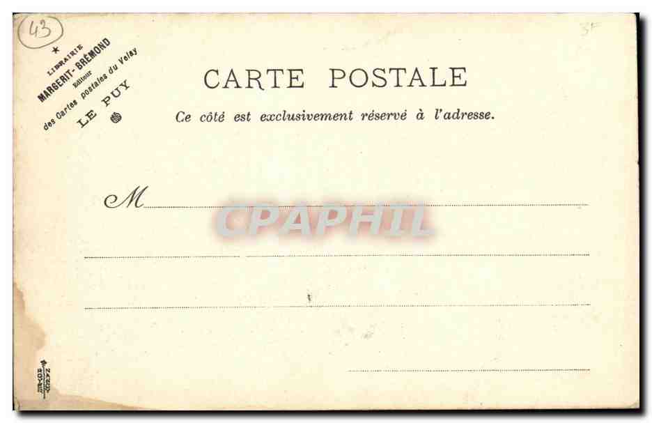 CPA Le Puy Le Jardin Public — Rückseite