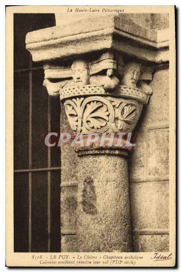 CPA Le Puy Le cloitre Chapiteau archaique Colombes semblant prendre leur vol