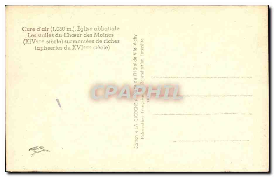 CPA La Chaise Dieu Eglise abbatiale Les stalles — Verso