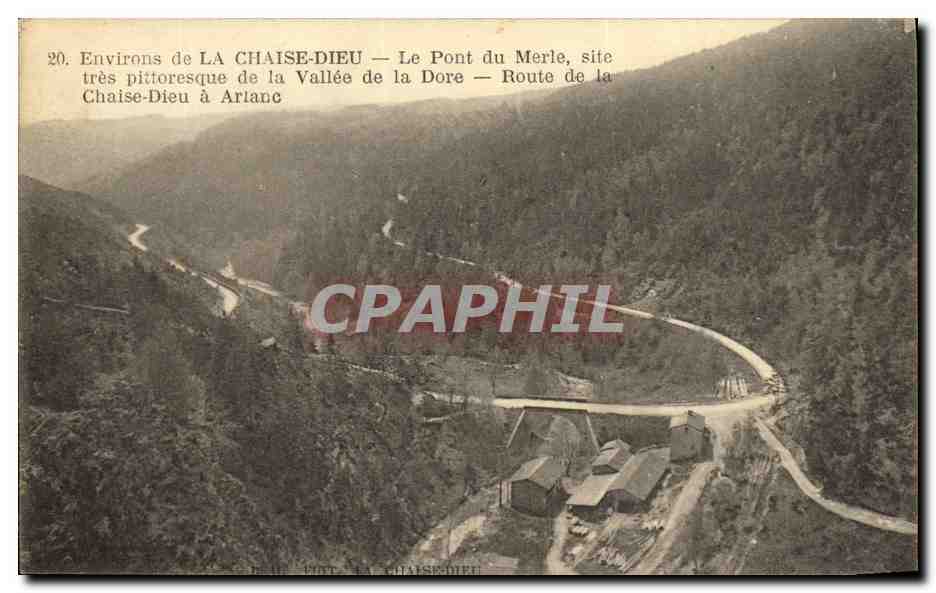 CPA Environs de la La Chaise Dieu Le Pont du Merle Vallee de la Dore Route de la Chaise Dieu a Arlanc