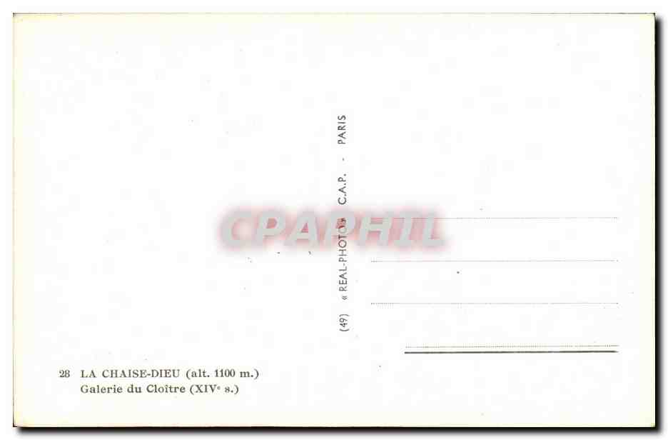 CPA La Chaise Dieu Gaierie du Cloitre — Verso
