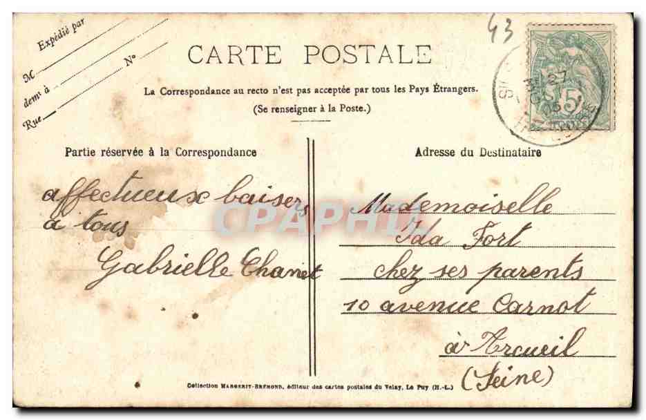 CPA Ste Sigolene Vue generale prise de la Croix du Rameau  — Verso