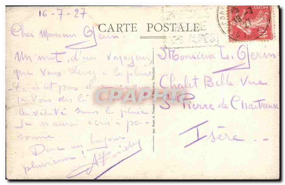 CPA Le Chambon Sur Lignon Une vieille chaumiere — Rückseite