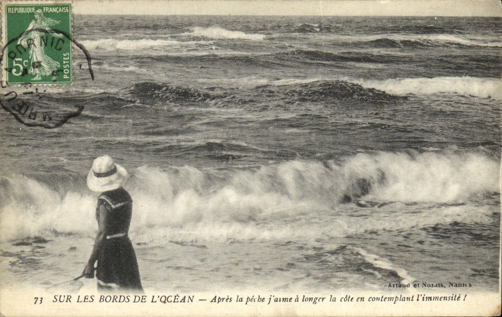 CPA Sur Les Bords De L Ocean Apres la pecche j aime a longer en contemplant l immensite