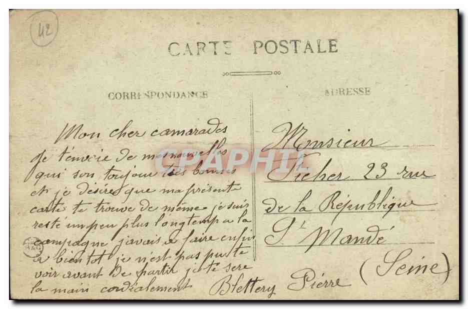 CPA St Just en Chevalet Chateau de Contenson — Verso