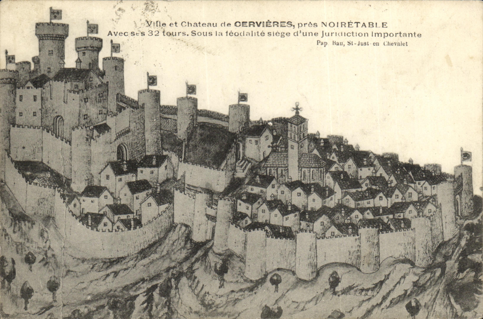 CPA Ville et Chateau de Cervieres pres Noiretable 