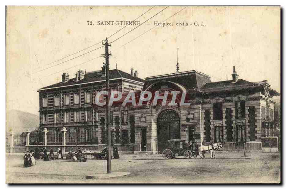 CPA Saint Etienne Hospices Civils Attelage Chevaux