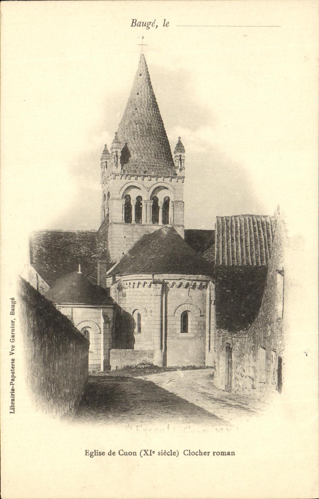 CPA Bauge Eglise de Cuon Clocher roman 