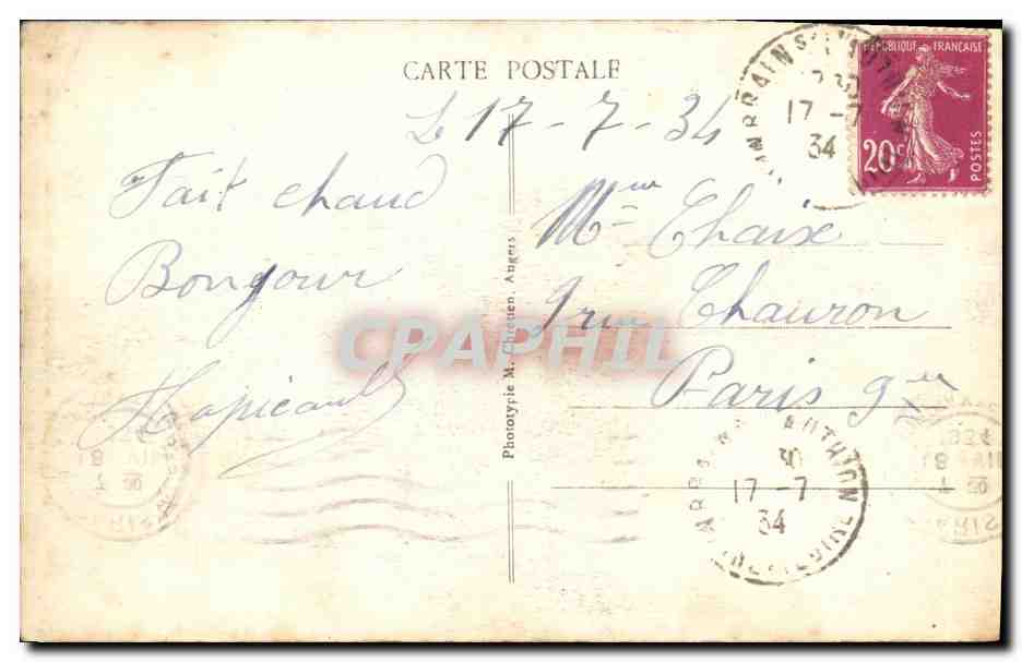 CPA Brain Sur I Authion Monument aux morts  — Rückseite