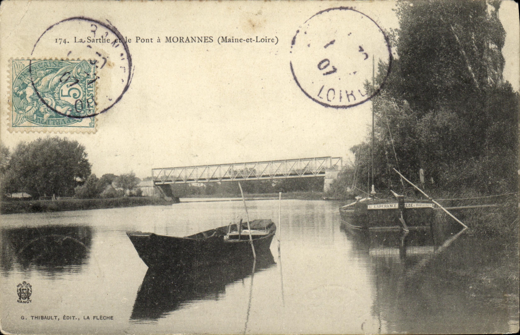 CPA La Sarthe et le Pont a Morannes Bateaux