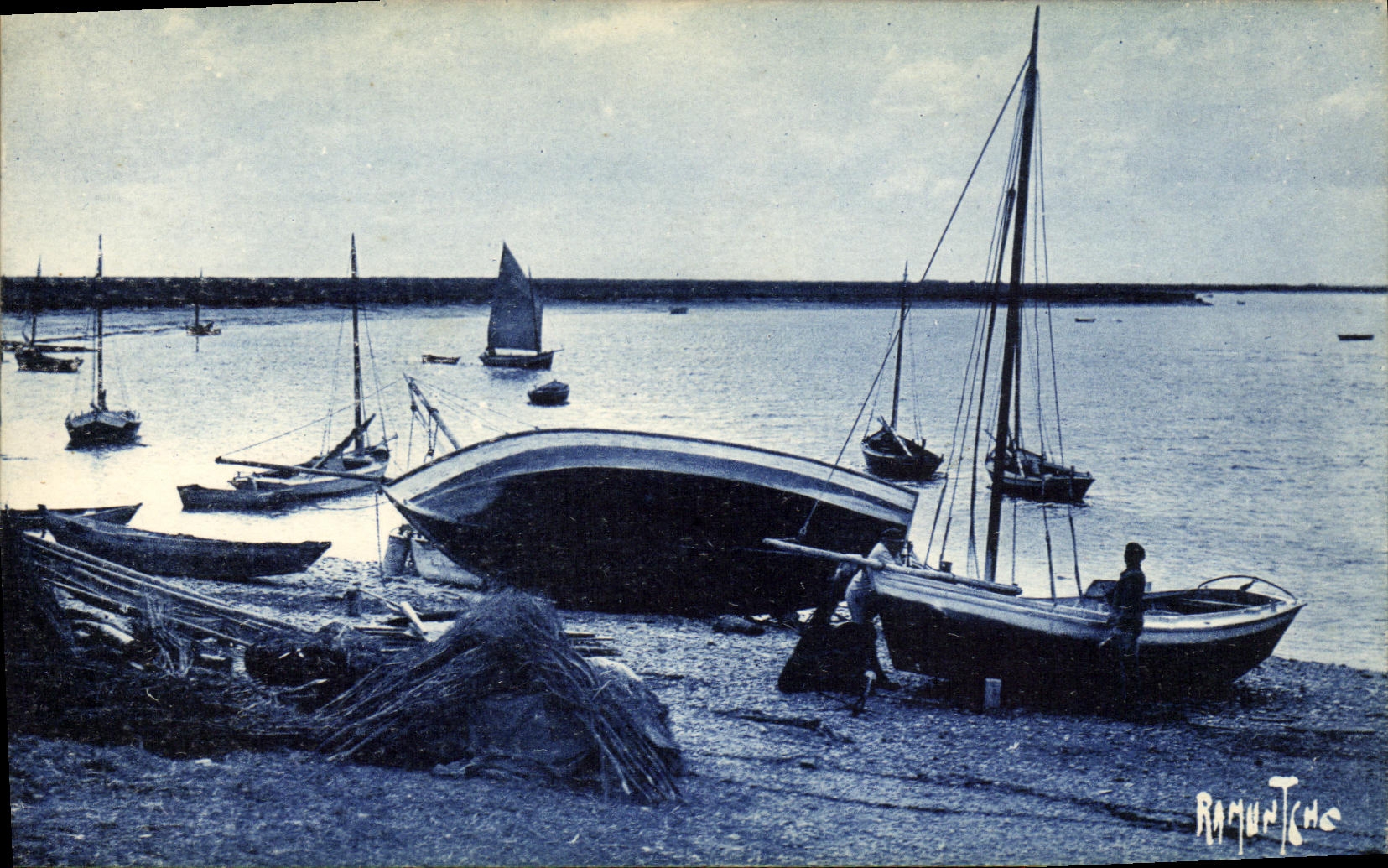 CPA environs de Marans La Douane Port de Bourg Chapon pres Charron Bateaux