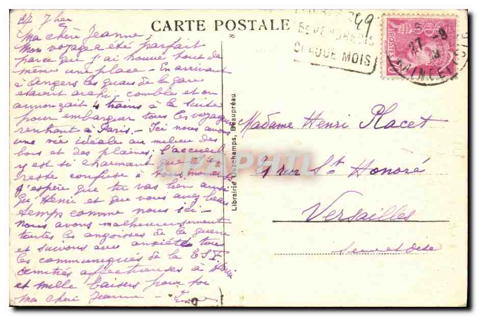 CPA Beaupreau Chateau du Bois du Coin Cote Nord Ouest — Rückseite