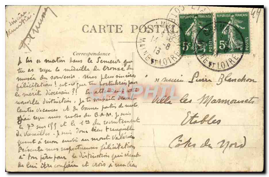 CPA La Jaille Yvon Chateau de Loncherais — Rückseite
