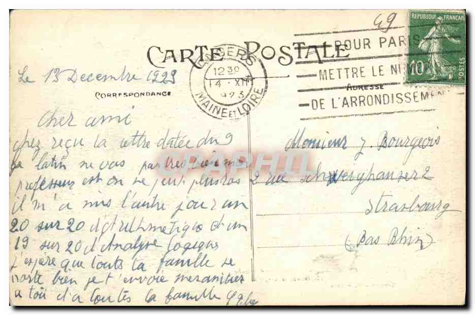 CPA Angers Le Grand Musee Galerie David d Angers — Rückseite